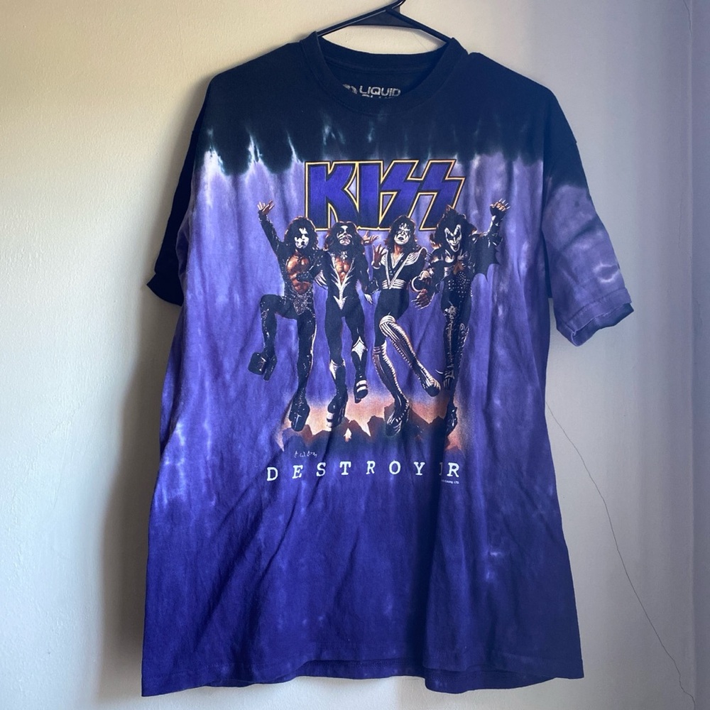 KISS Destroyer Tie-Dye Graphic Tee - Purple & Black